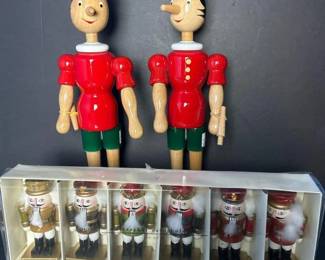 337 woodenpinocchiofiguresandsmallnutcr