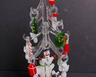 045 glasschristmastreewithminiatureholi