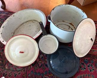 253 vintageenamelwarepotsandlids