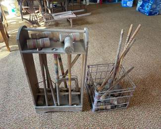 031 vintagewoodencroquetsetswithmallets