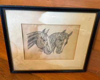 274 18x15frameddrawingofhorses