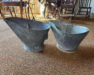 028 galvanizedmetalashscuttleswithhandl