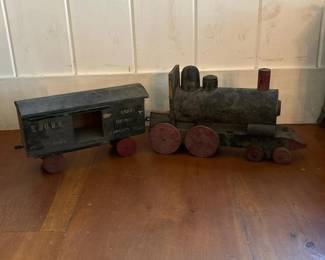 223 vintagewoodentoytrainandboxcarset
