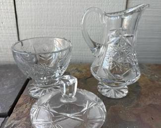 264 vintagecutglassservingset