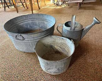 027 galvanizedwateringcanandgalvanizedt