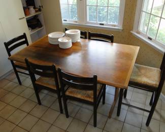 Farm Style Kitchen table with 6 chairs one is a tall chair