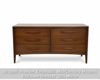 Broyhill Premier Emphasis MidCentury Modern Drawer Dresser with Mirror