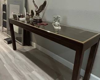 Vintage Console Table with Smoky Glass Top