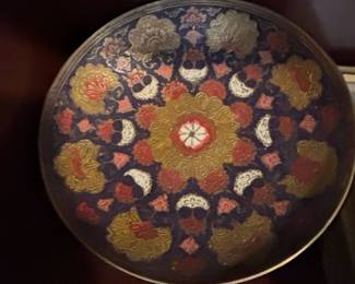 Vintage Enameled Brass Decorative Plate