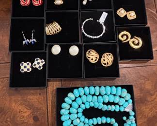 Estate Costume Jewelry Collection and Turquoise Bead Necklace