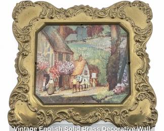 Vintage English Solid Brass Decorative Wall Plaque