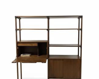 MidCentury Modern TwoBay Modular Wall Unit with Secretary Desk fourth image