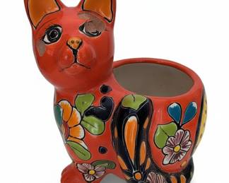Mexican Talavera Cat Planter