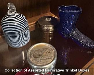Collection of Assorted Decorative Trinket Boxes and Glassware second image