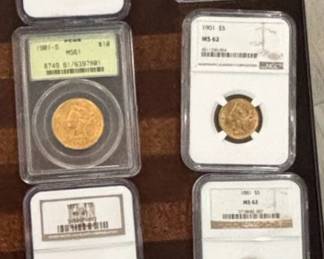 Collection of Certified US Liberty Head Gold Coins