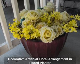 Decorative Artificial Floral Arrangement in Fluted Planter