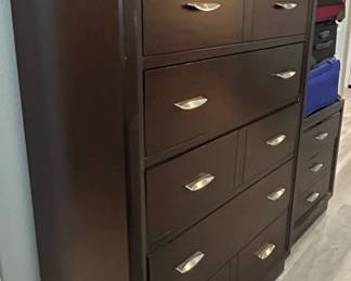 Contemporary Espresso Finish Tall Chest of Drawers