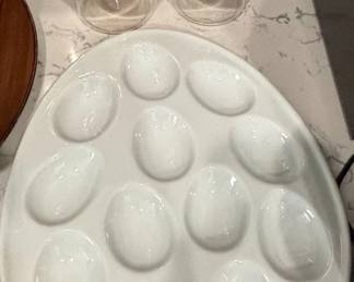 MidCentury Modern Ceramic Deviled Egg Platter and Shakers