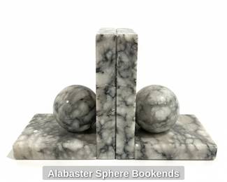 Alabaster Sphere Bookends