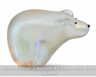 Orient  Flume Iridescent Art Glass Polar Bear Figurine