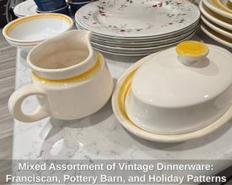 Mixed Assortment of Vintage Dinnerware Franciscan, Pottery Barn, and Holiday Patterns sixth image