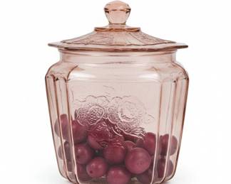 Anchor Hocking Mayfair Open Rose Pink Depression Glass Cookie Jar