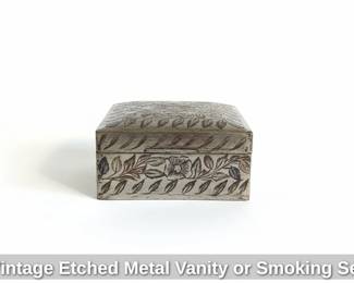 Vintage Etched Metal Vanity or Smoking Set third image