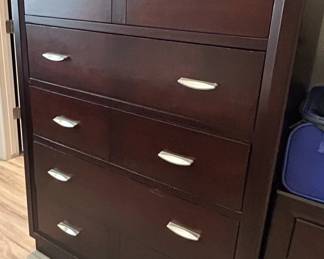 Contemporary Espresso Finish Tall Chest of Drawers second image