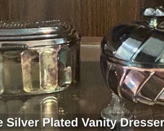 Vintage Silver Plated Vanity Dresser Boxes