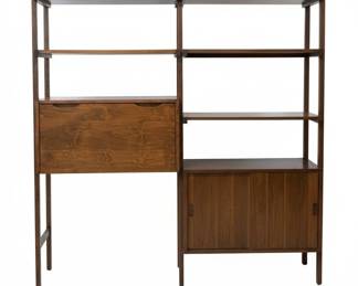 MidCentury Modern TwoBay Modular Wall Unit with Secretary Desk