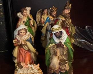 Vintage HandPainted Nativity Set with Creche second image