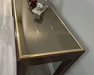 Vintage Console Table with Smoky Glass Top second image