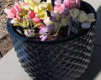 Glazed Ceramic Diamond Pattern Planter