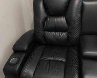 Modern Black Leatherette DualReclining Loveseat with Console third image