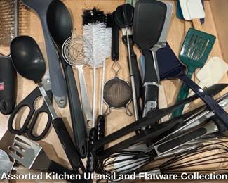 Assorted Kitchen Utensil and Flatware Collection
