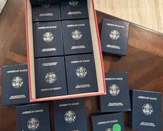 Collection of American Eagle One Ounce Proof Silver Bullion Coins