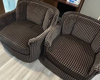 Pair of Upholstered Swivel Barrel Chairs second image