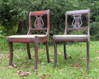 Two Duncan Phyfe-style Lyre-back Side Chairs