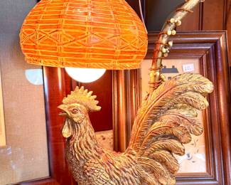 $52 - Vintage guilded metal rooster lamp - 7x16x9 