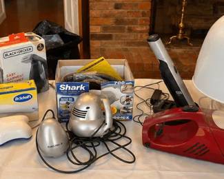 Assorted Small Appliances  Shark, Oreck, Dr. Scholls, Black Decker  Kiss Portable Hair Dryer