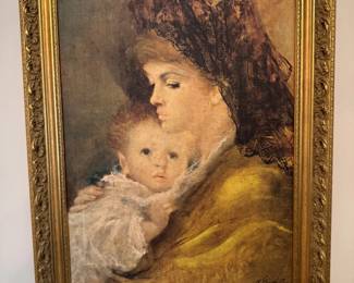 Armando Gentilini Mother Love Reproduction with Ornate Frame