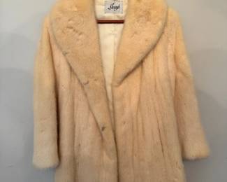 Iveys Ivory Real Fur Coat with Shawl Collar