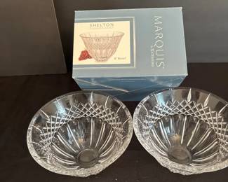 Marquis by Waterford Shelton Collection  Set of 2 Crystal 8 Serving Bowls with Original Boxd