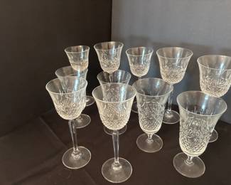 Vintage CutStyle Crystal Glass Stemware  Set of 10 Wine  Champagne Glasses