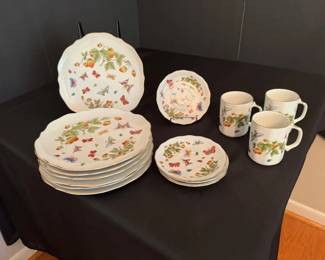 Strawberry  Butterfly Dinnerware with Three Mugs