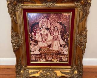 Radha  Krishna Devotional Image with Ornate Frame