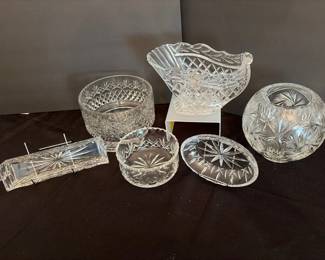 Vintage Cut Glass  Crystal Serving Bowls, Dishes  Decorative Pieces  6 Pieces