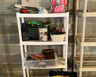 Garage Tools  Hardware with Pegboards, Garden Sprayer, Toolbox