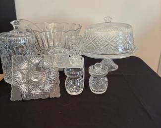 Elegant Cut Glass  Crystal Serving Collection  Cake Stand, Punch Bowl  Decorative Pieces