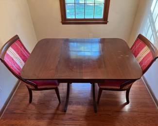 Drop Leaf Dining Table with 2 Upholstered Chairs, 3 PC